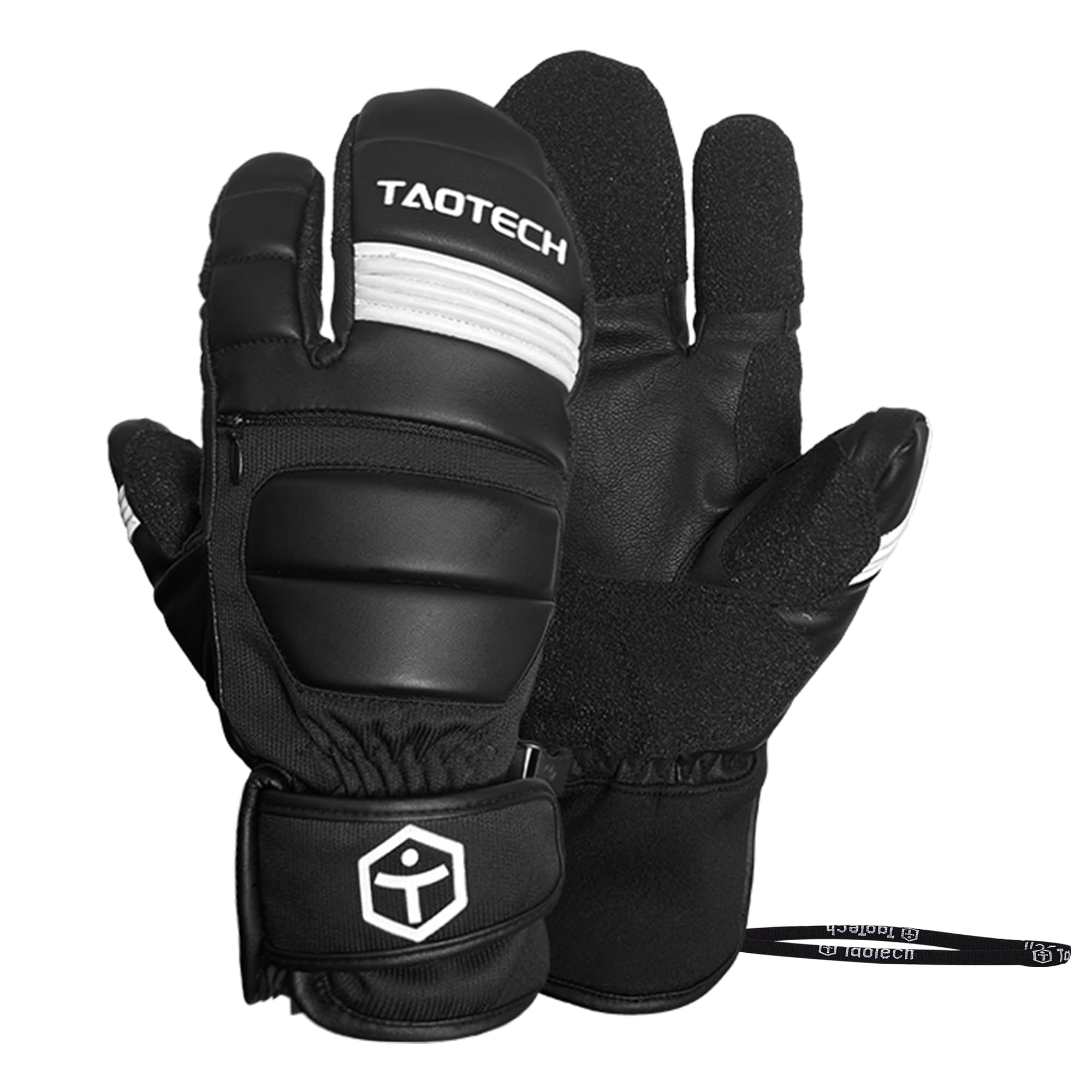 

TaoTech Snowboard Trigger Gloves with Wrist Guards, Men s and Women s Ski Gloves with Inner Protectors, Three-Finger Protection (M, Black)