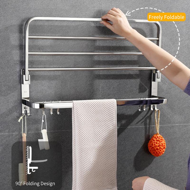 Stainless Steel Towel Rack 40cm 50cm 60cm 80cm Strong Bathroom Wall Shelf Organizer for Home Toilet Hanging