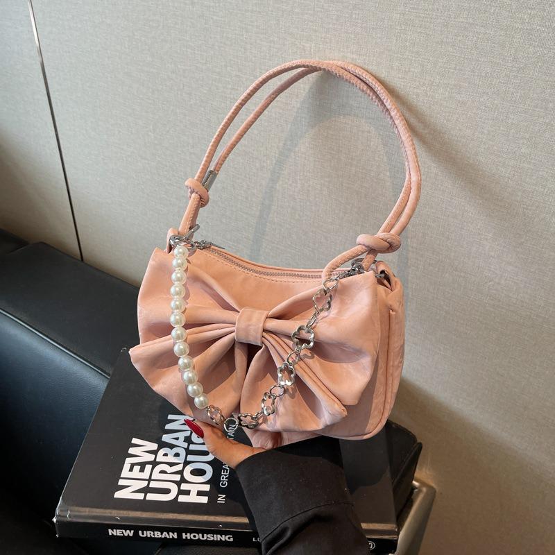 Summer Hot Sale Niche Design Bow Underarm Small Bag Women's Casual Texture Shoulder Messenger Bag