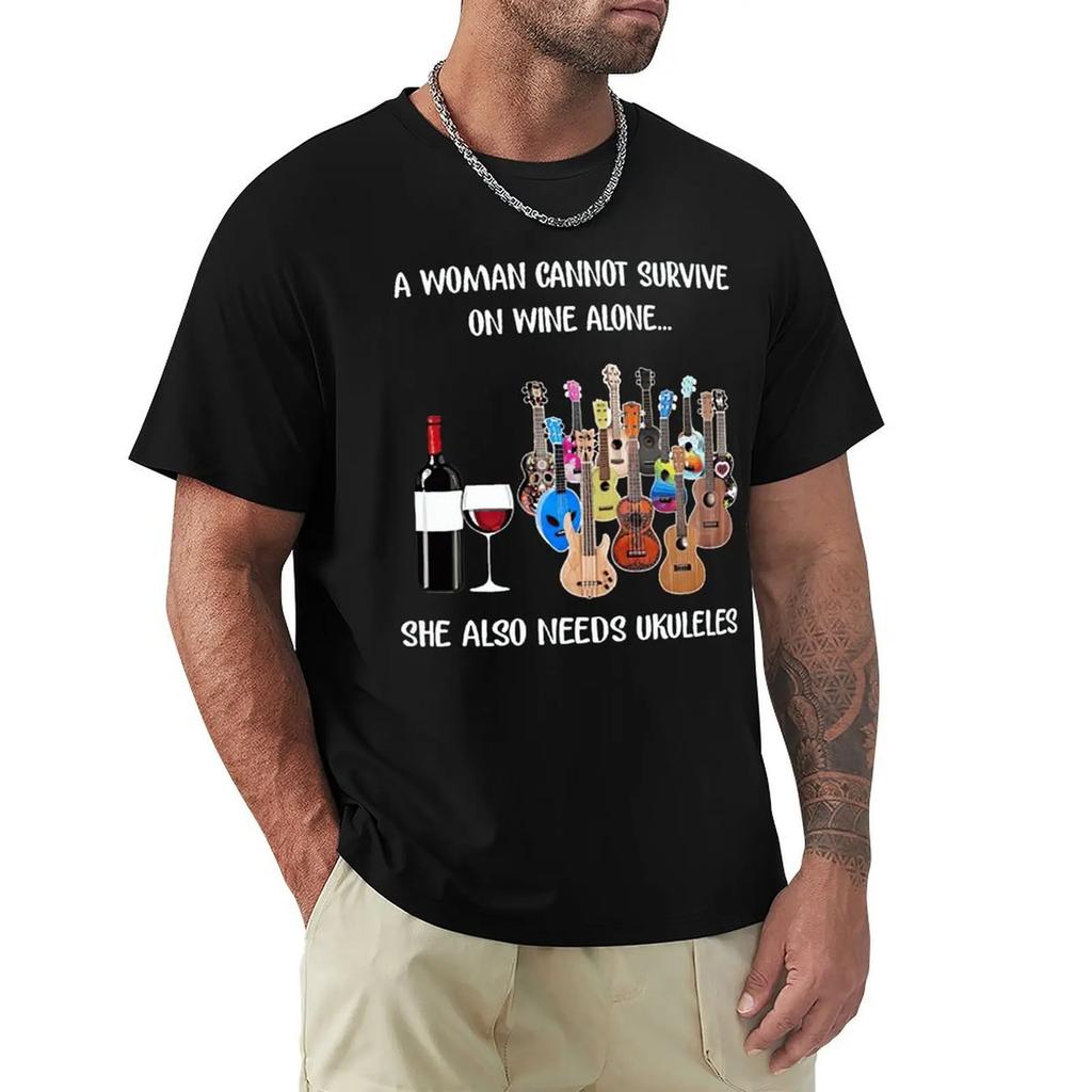 Jamila Woman Ukulele Wein Gitarre T-Shirt Harajuku Kurzarm T-Shirt 100% Baumwolle Grafik T-Shirt Oberteile