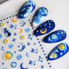 5D Relief Dreamy Starry Moon Night Nail Stickers Vast Blue Universe Dreamy Starry Sky Moon Fashion Nail Patch Decoration
