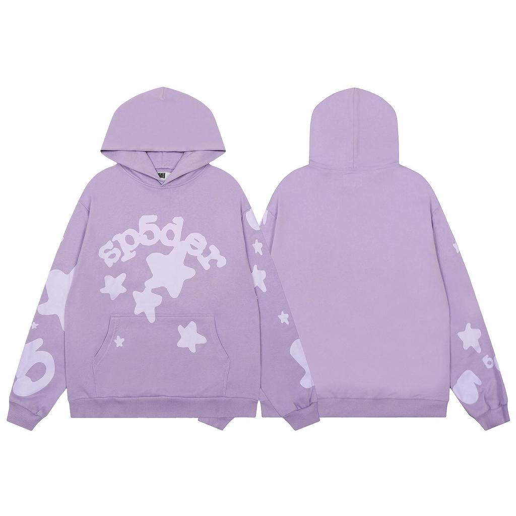 Spider Web Foam Letter Print Terry Cloth Hoodie for Men & Couples