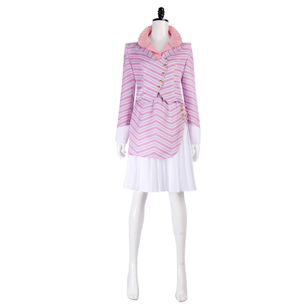 Cosplay Long-Sleeved Striped Jacket + Striped Skirt + Solid-Color Shirt