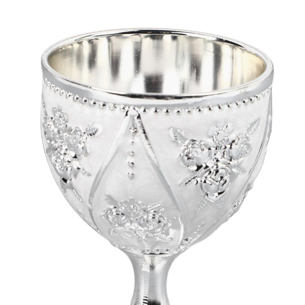 Embossed Wine Glass Zinc Alloy Shot Glass Goblets & Chalices Metal Goblet  For Wedding