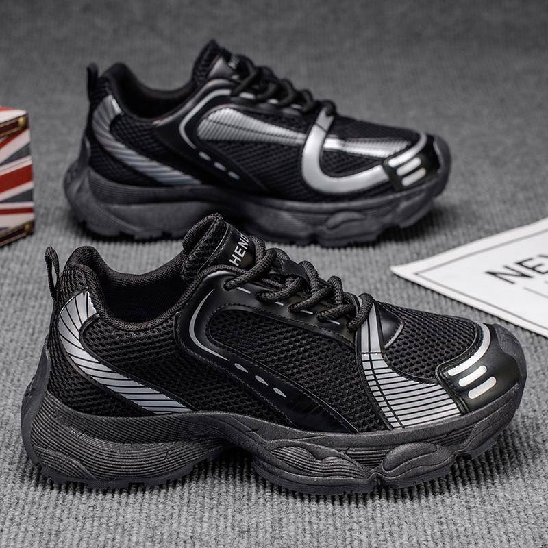 

New Fashion Men s Four Seasons Comfortable Thick Sole Shoes Students BoysTrending Soft Sole Breathable Casual Running Sneakers 39 чорний