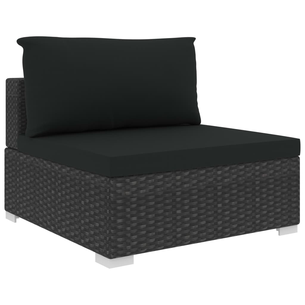 11 Piece Garden Lounge Set with Cushions Poly Rattan Black