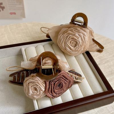 Fashionable Temperament Flower Hair Clip For Women Girls Exquisite Sweet Flower Shark Clip Elegant Hair Accessories Gifts