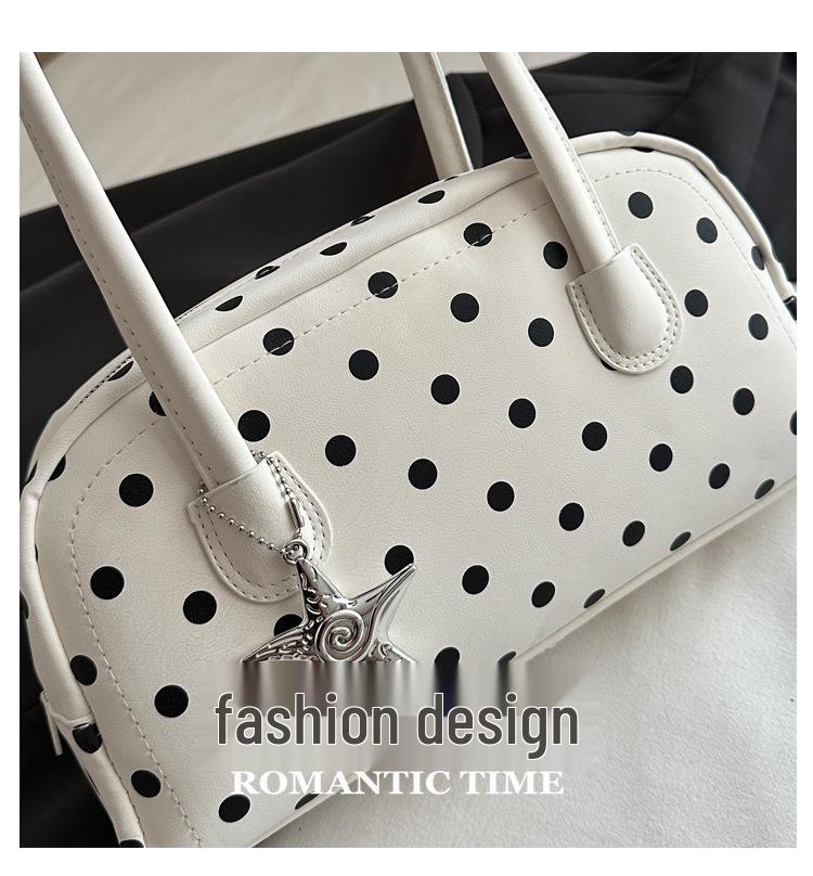 2026 Women's Textured Polka Dot Mickey Boston Crossbody Bowling Bag
