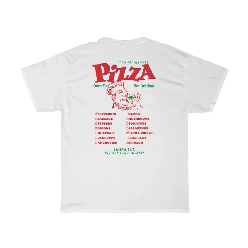HB503-Chef Pizza Back Print Women T-Shirts Loose Streetwear Graphic Tops Cute Food T Shirt Unisex Vintage Grunge Tees Clothes