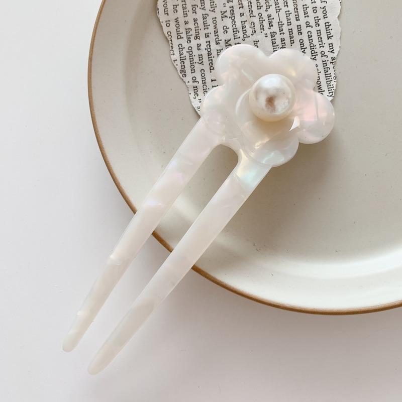 Japan Hair Stick Women Hair Clips Elegant Flowers Pearl U Shape Acetate Hair Clip Girls Hair Sticks Hair Accessories  New
