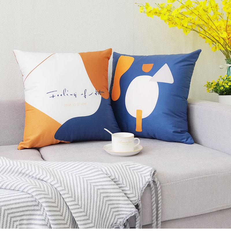 Nordic Ins Style Pillow Cover Brown Modern Simple Sofa Cushion Cover Short Plush Car Cushion Cover Coreless