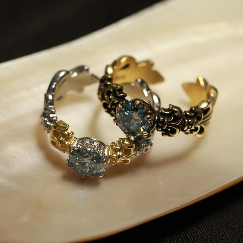 Unique And Trendy Iris Blue Moissanite Ring For Women Stylish Vintage Adjustable Design