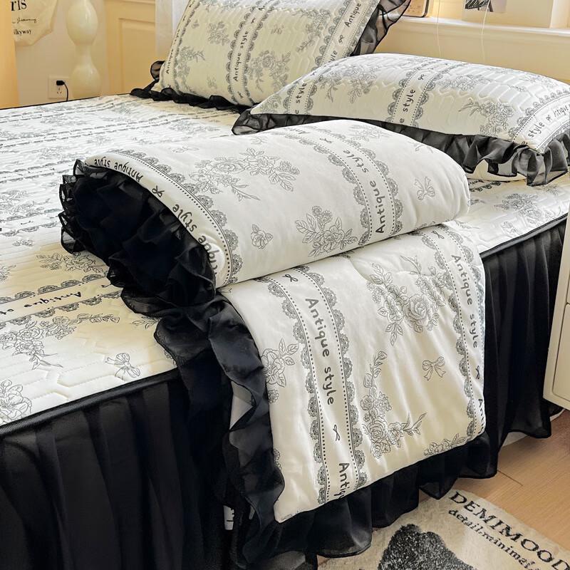 Lilang Cool-Feel Lace Bed Skirt Summer Quilt Set