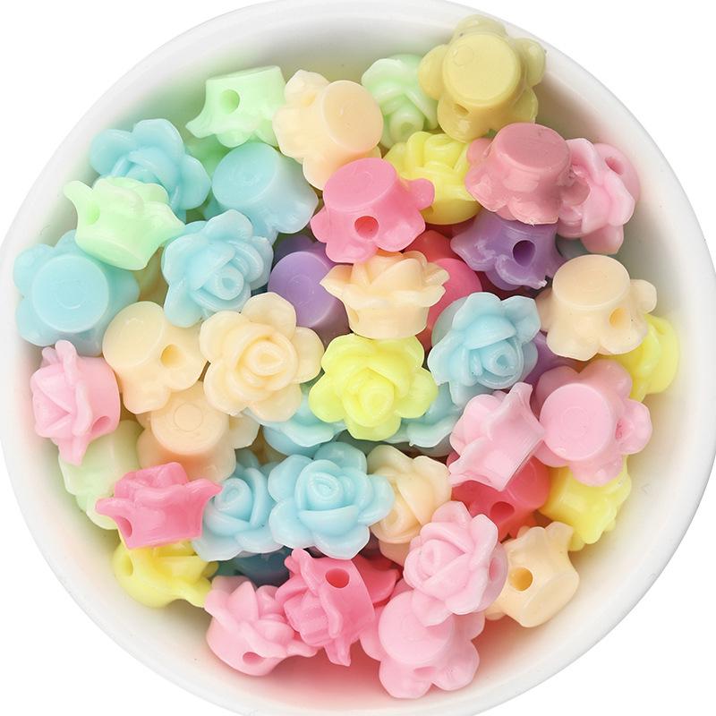 

Colorful Beaded Artificial Rose and Lily Flower, Double-Sided Loose Beads for Children s Crafts