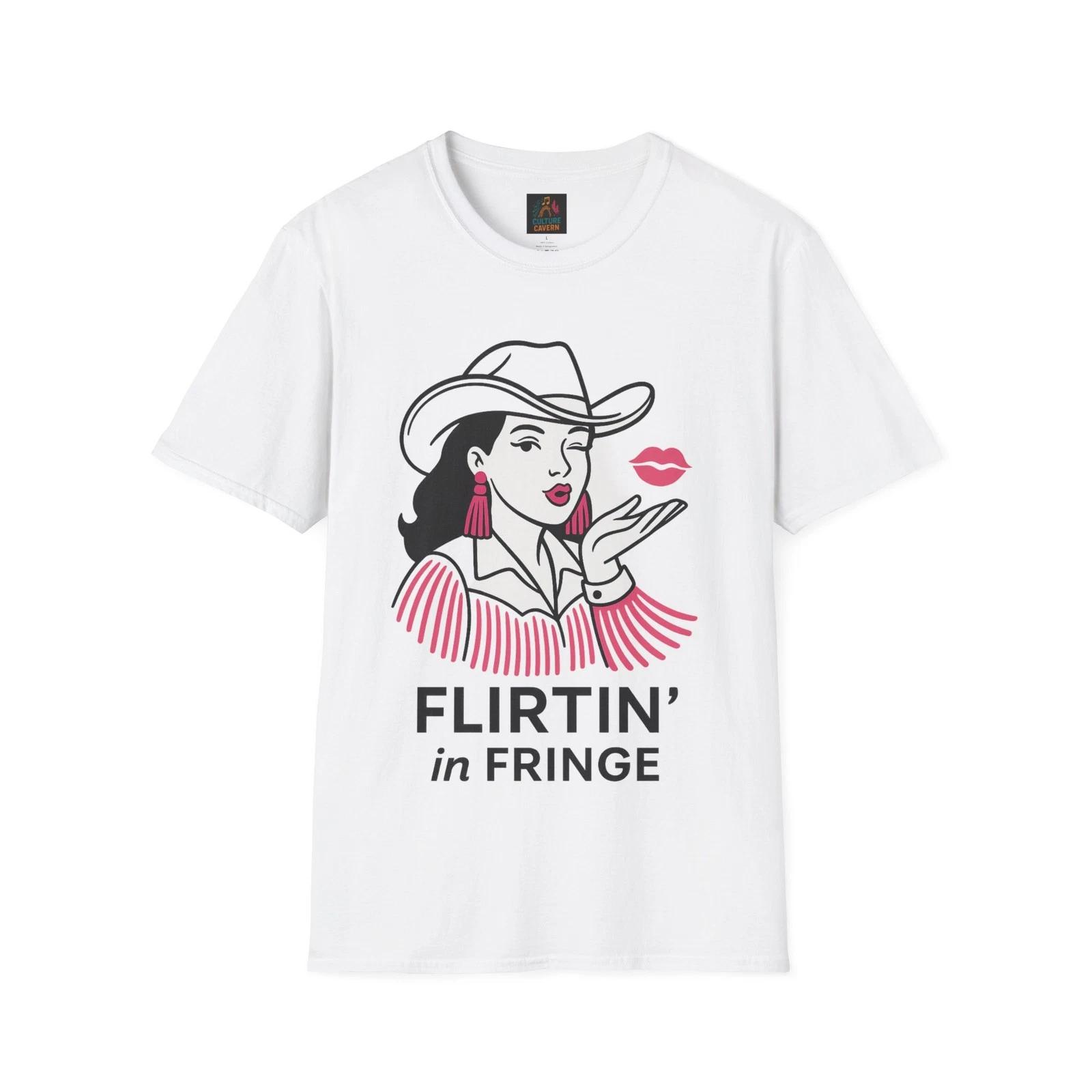 Flirtin  in Fringe T-Shirt, Womens Tee, Country Style Apparel, Fun Summer [...] L