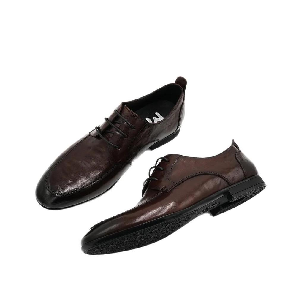 Men's English Style Pointed Toe Leather Shoes - Autumn/Winter Fashion, Soft Sole, Genuine Leather, Business Formal & Trendy.