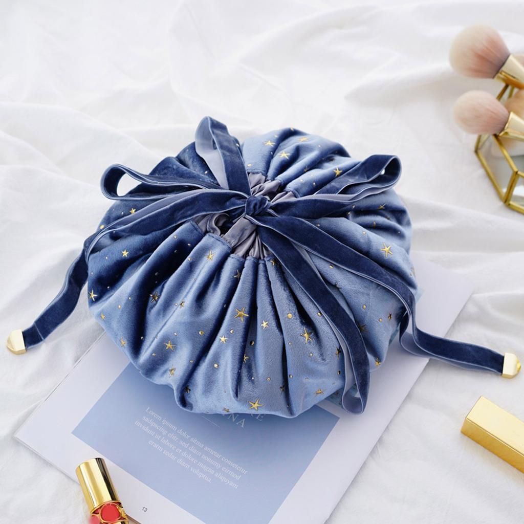 Drawstring Makeup Bag,20 Inch Travel Cosmetic Bag,Opens Flat For Easy Access