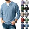 Men's V-Neck Corduroy Sweatshirt Casual Long Sleeve Pullover Top for Fall and Winter