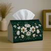 1pc Vintage Romantic Elegant Tissue Box with White Floral Botanical Illustration-Fabric Napkin Storage Organizer for Kitchen,,Elegant Decorative Box,P
