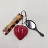 Leopard Print Comb Pendant Keychain Mirror and Heart Charm Keyring Daily Use Bag Pendant Beauty Tool Unique Gift