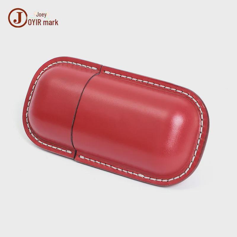 Vegetable-Tanned Leather Retro Glasses Case: Handmade Personalized Genuine Leather Sunglasses Holder.