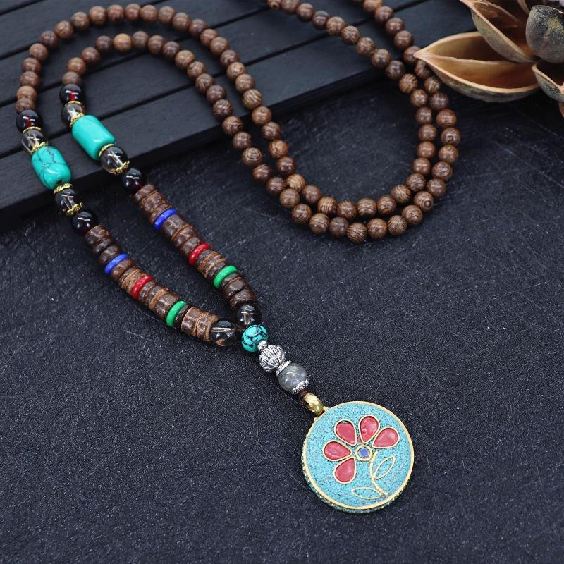Nepalese style retro long necklace men's and women's simple Tibetan pendant literary and versatile sweater chain accessories