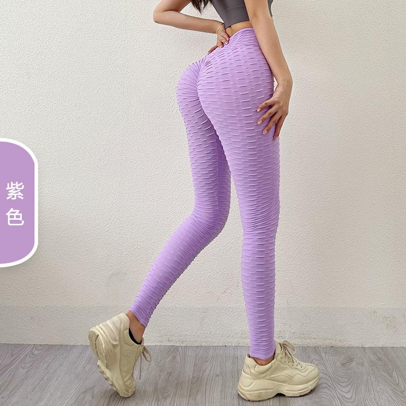 Ins Seamless Jacquard Bubble Yoga Pants Peach Buttocks Sexy Buttocks Buttocks Pants Quick-drying Sports Fitness Pants