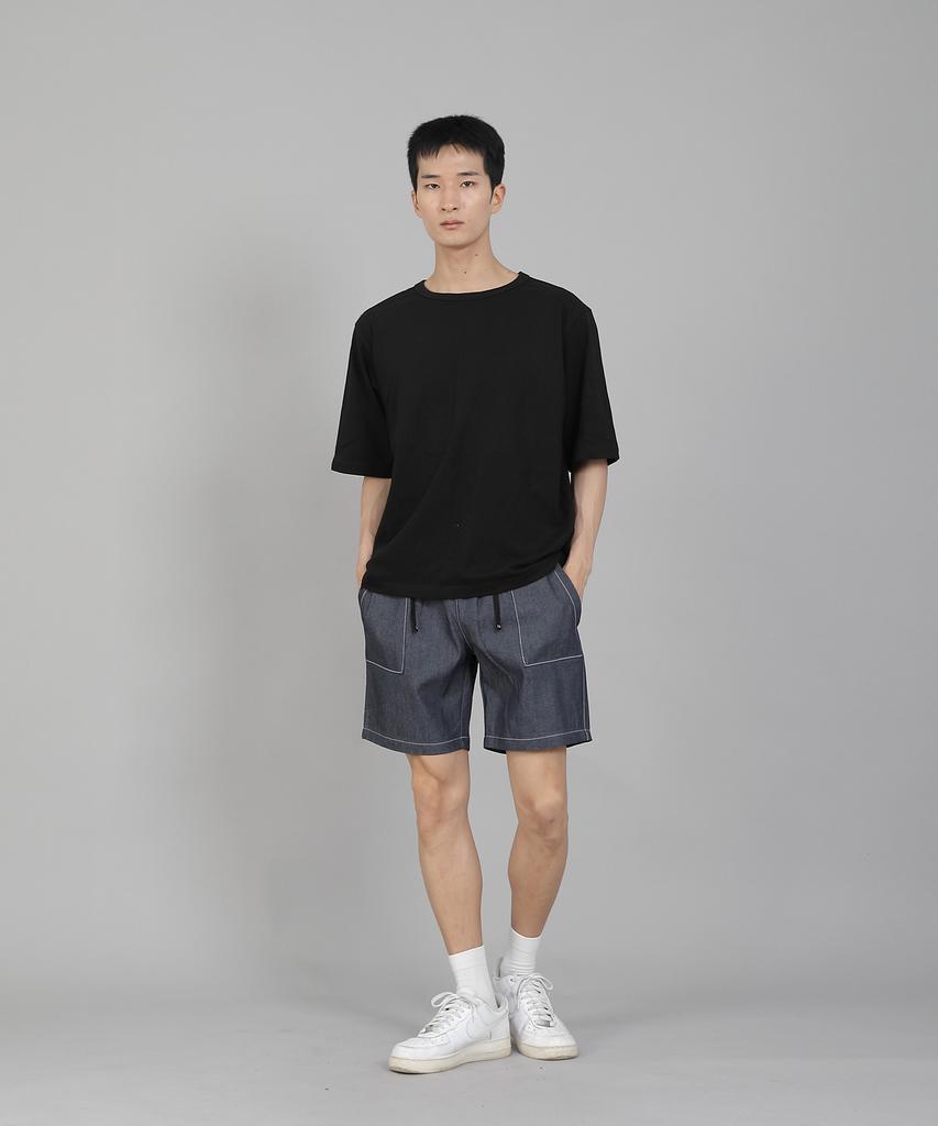 Seinteukeulu Plain R-Neck Half-Sleeve T-Shirt Rhr-896 Black
