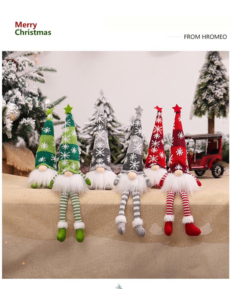 Christmas scene decorative ornaments glow dwarf with lightless doll knitted dolls swing festive gift