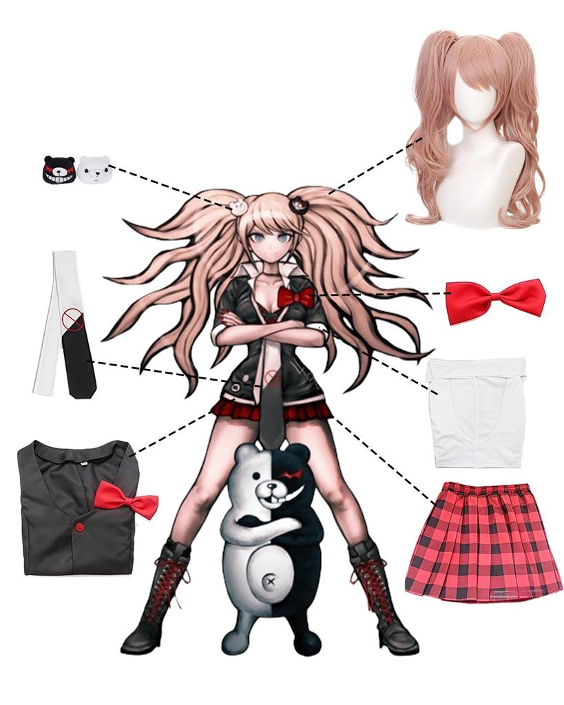 [CR ROLECOS] Junko Enoshima Cosplay Costume, Junko Enoshima Cosplay Uniform Costume (Junko Enoshima, Size L)