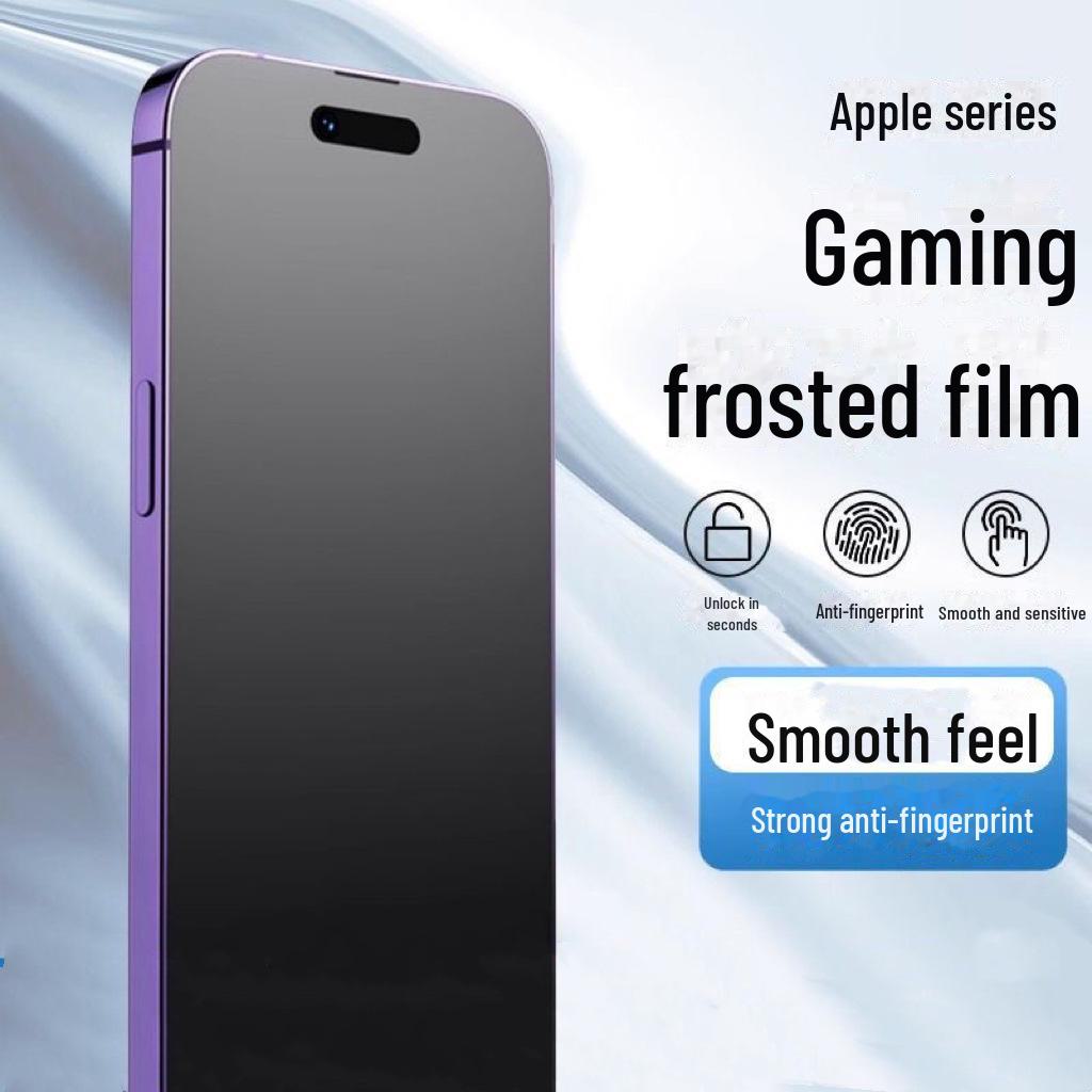 "Frosted Tempered Glass Screen Protector for iPhone 15 Pro - Purple Light, Anti-Fingerprint"