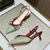 Sandals for Women's 2025 Summer New Item Baotou Sandals Womens Color Blocked Slim Heeled High-heeled Sandals for Women