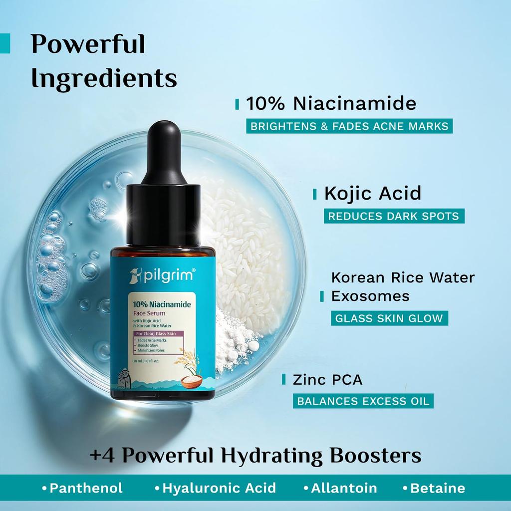 Pilgrim 10% Niacinamide Face Serum, 30ml Each (Pack of 2)