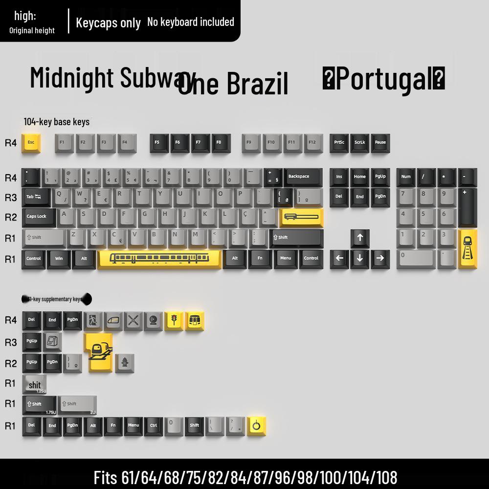74-Key PBT Dye-Sublimated Keycaps, Original Height, Compatible with 60/61/68-Layout Mechanical Keyboards