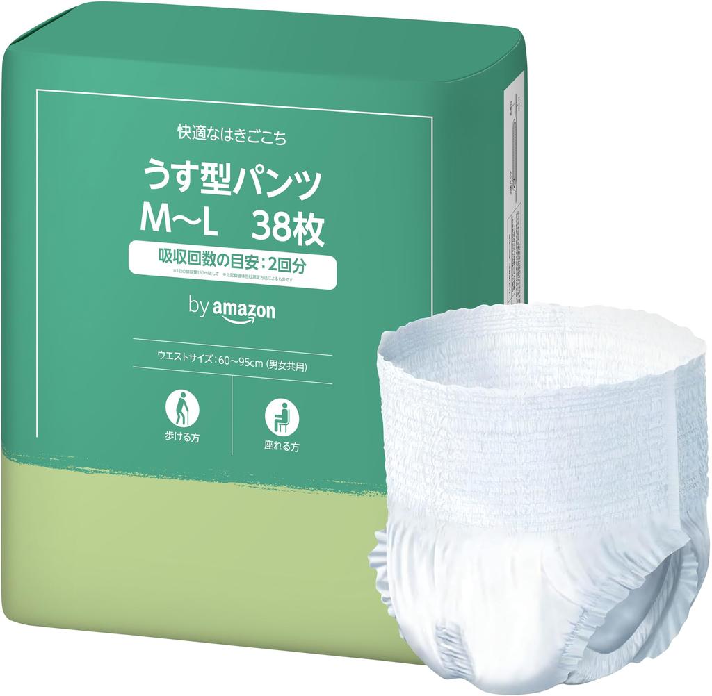 SOLIMO Adult Paper Double Sizes 38 by Amazon Diapers, Thin, Absorption, M-L, Count, White,