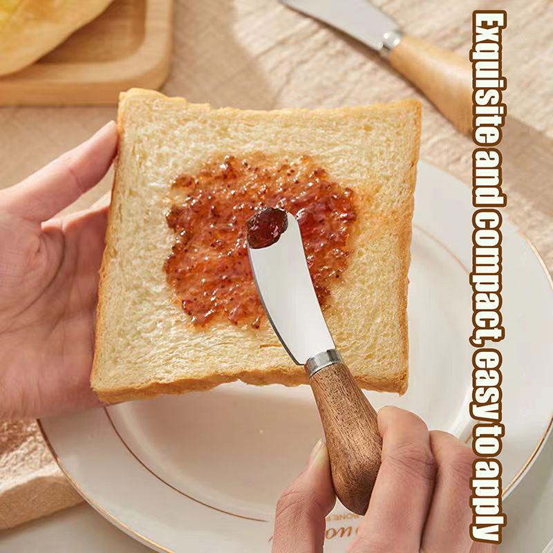 Stainless Steel Cheese Knives Cheese Fork Set Wooden Handle Butter Spatula Knife Cheese Spreader Jam Spreader Baking Tools