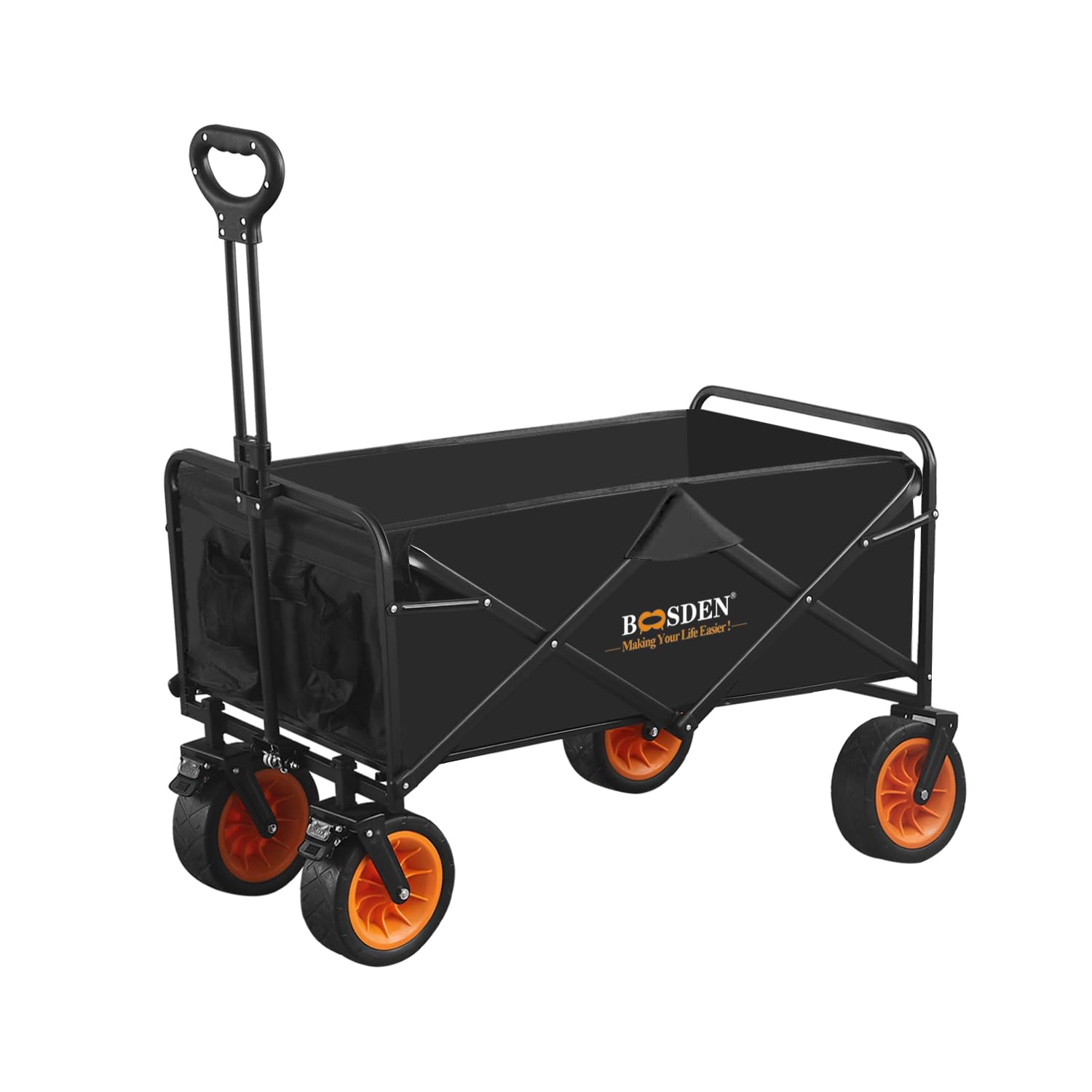 

BOOSDEN Carry Wagon Складная тележка для кемпинга на открытом воздухе, ширина 7 см, большие шины, объем 110 л, большая вместимость, грузоподъемность 100 кг, удобное хранение, песчаный пляж