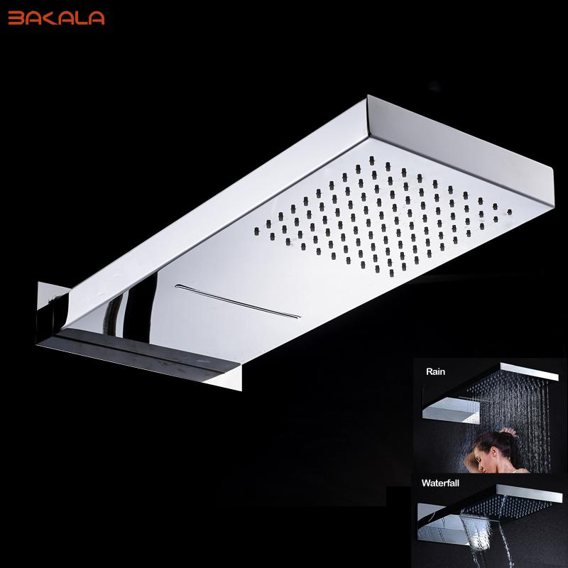 

Душевая головка Bakala Luxury Rain&Waterfall, смеситель для душа из нержавеющей стали, двухходовой смесительный клапан, хромированная отделка, хромированный