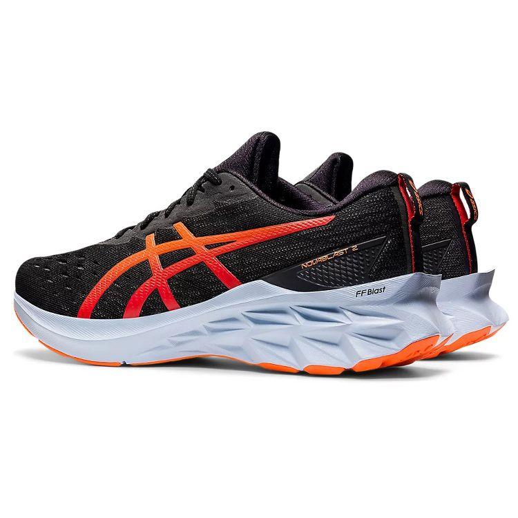 Asics Novablast 2 Comfortable Fashion Mesh Polyester Low-Top Training Running Shoes Men Sneaker Black Orange 1011B192-004