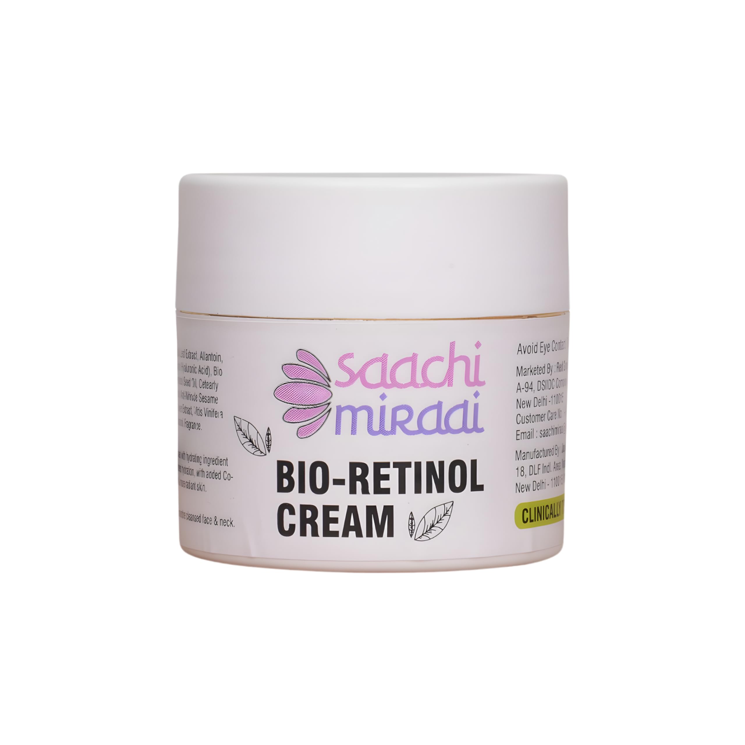 Saachi Miraai Bio-Retinol Anti Aging Face Cream with Hyaluronic Acid & Coenzyme Q10 Natural Night Repair Moisturizer for Wrinkles Fine Lines & Dark