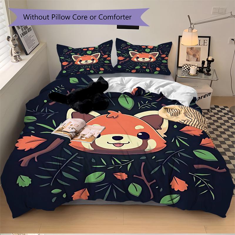 3pcs Cute Animals Printed Bedding Set, Soft and Comfortable Quilt Cover for Bedroom, Guest Room (1 Duvet Cover + 2 Pillowcases, Pillow Core