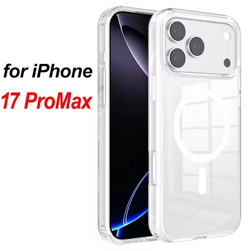 

Прозрачный магнитный чехол для iPhone 17/17Air/17Pro/17 Pro Max Кристально чистая беспроводная зарядная оболочка для Magsafe Чехлы-накладки для iPhone17 iPhone 17 Pro Max