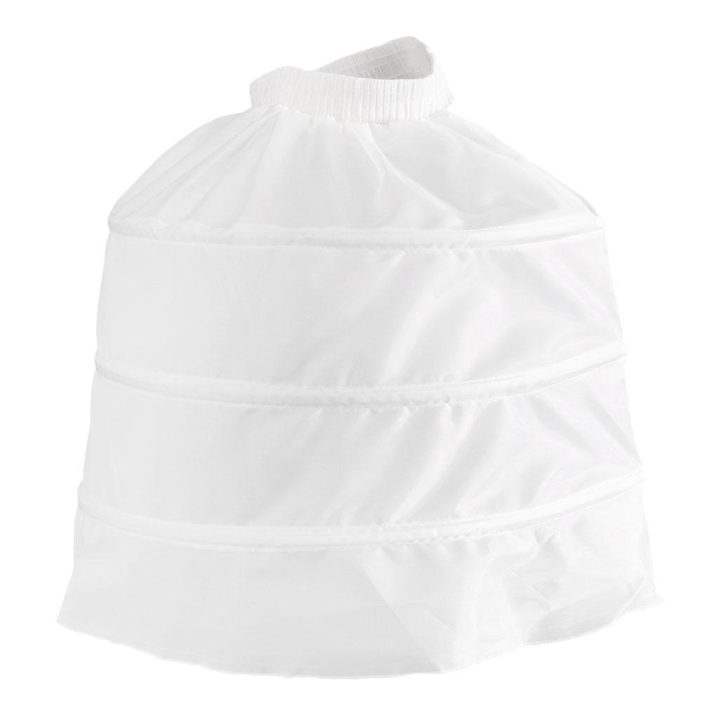 Women Hoop Skirt Petticoat Bustle 1 Layer Tulle Steel Bones White Length 50cm