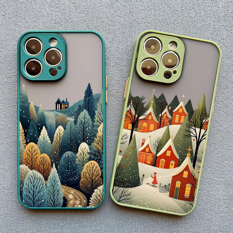 Snow falls forest Landscape Phone case For iPhone 16 15 14 13 12 11 Pro Max Mini X XR XS 15 7 8 Plus Shockproof Protection Cover