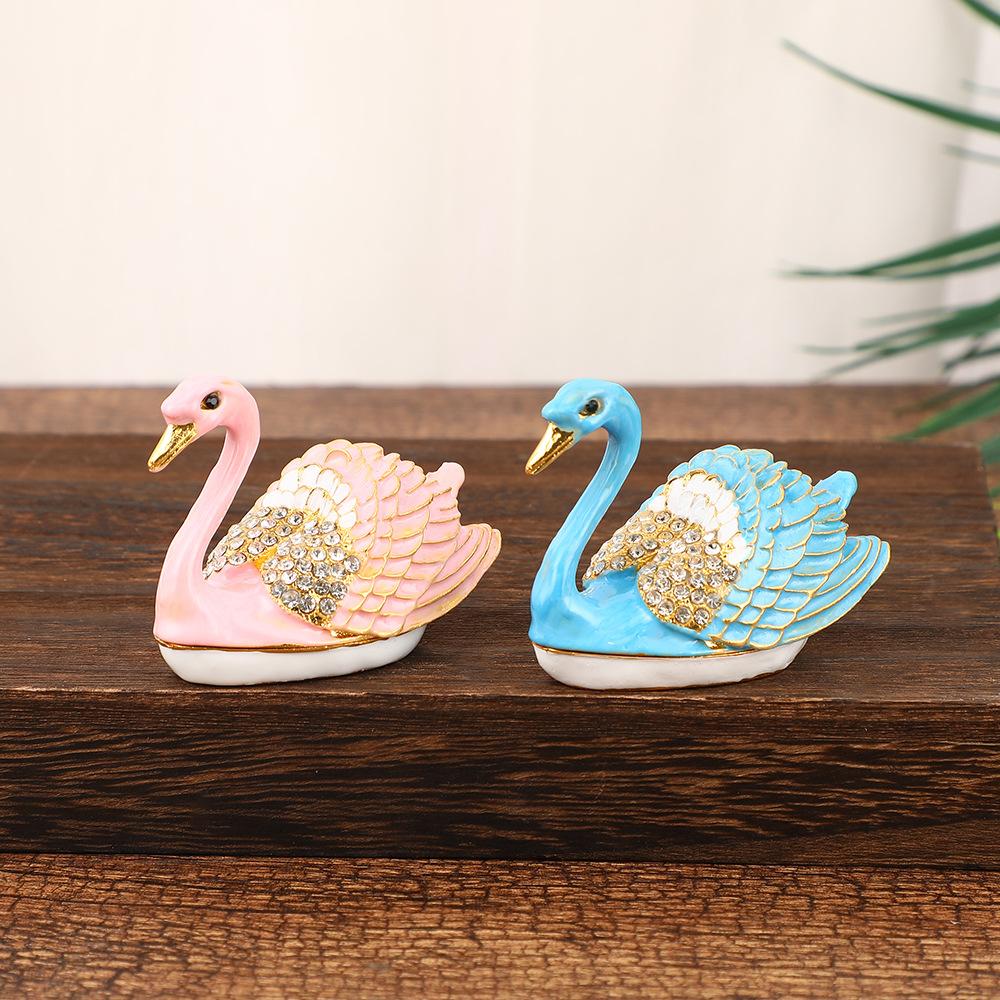 European-style Classical Swan Jewelry Box Rings Earrings Desktop Storage Box Creative Zinc Alloy China-made Swan Jewelry Box