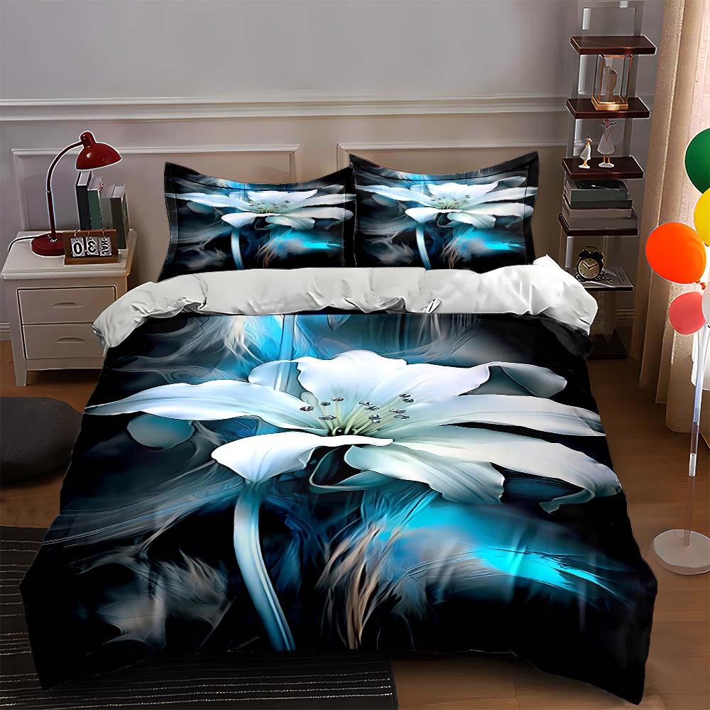

White floral motif. Bedding Duvet cover sets Duvet covers Pillowcases gifts (1 * Duvet Cover 2 * Pillowcases, without duvet insert) 135x200cm