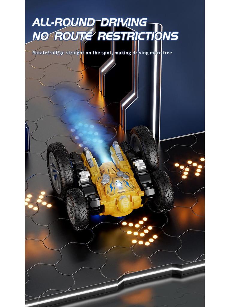 Dual-Sided Rotating Butterfly Stunt Robot Car with Transforming Spray and 2.4G Drift Remote Control
