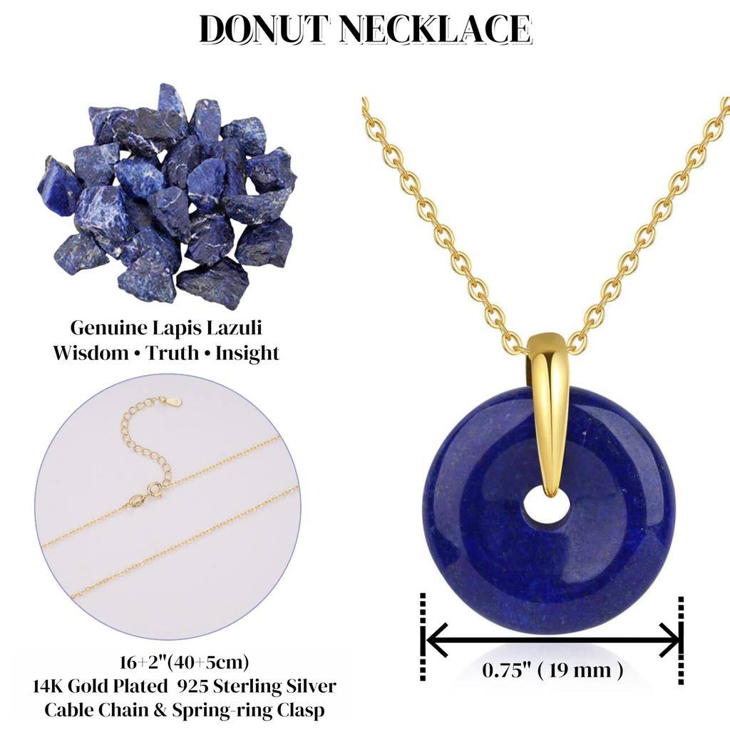 [KOAI] Lapis Lazuli Pea Disc December Birthstone Power Stone Necklace for Women