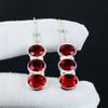 Piękne Kolczyki z Czerwonym Granatem, Kolczyk ze Srebra Próby 925, Ręcznie robione Srebrne Kolczyki Boho Długie, Prezent Zaręczynowy