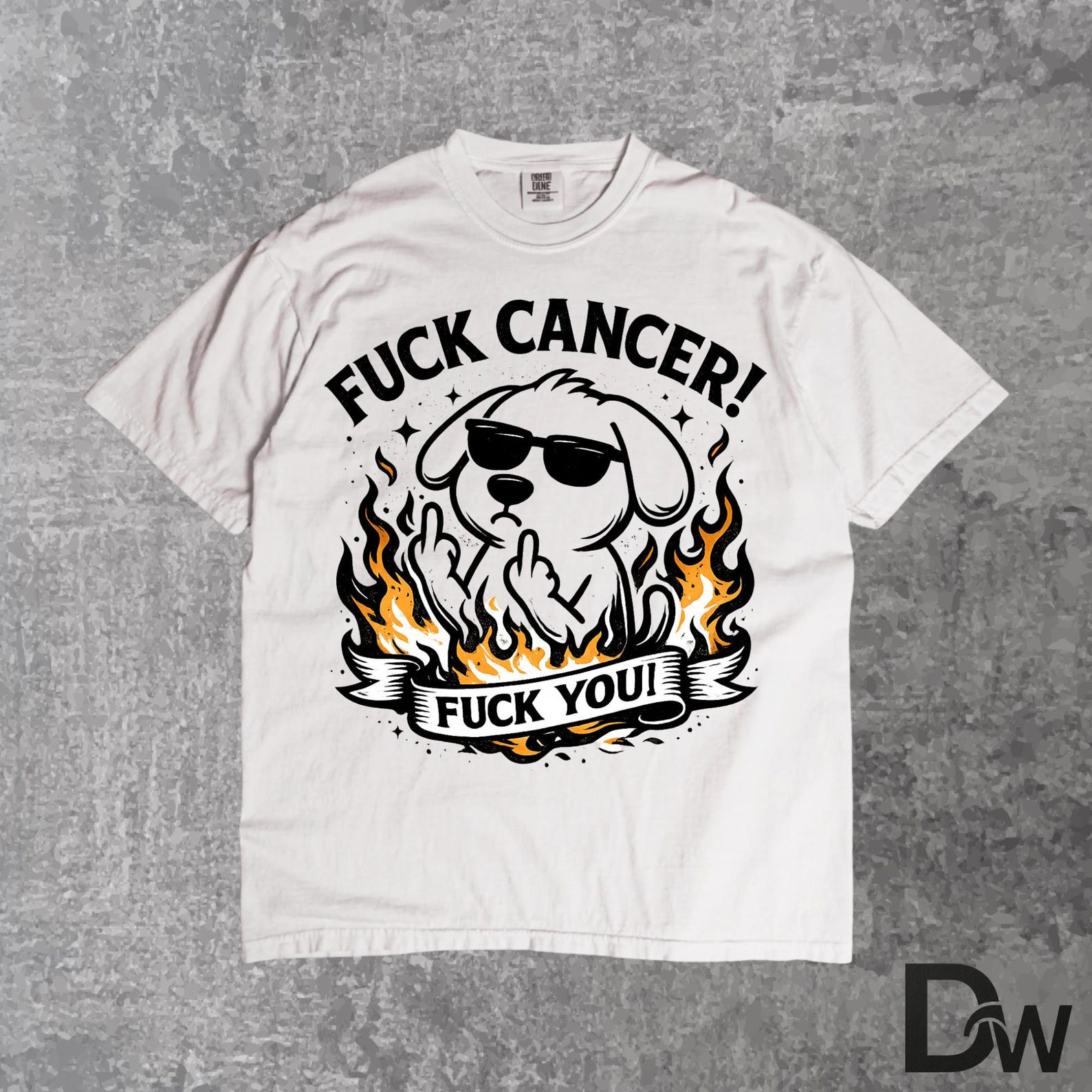 Fuck Cancer Funny Dog T Shirt, Cancer Awareness Support Tee, Dark Humor Graphic Shirt, Chemo Warrior Gift, Strong Survivor Apparel L